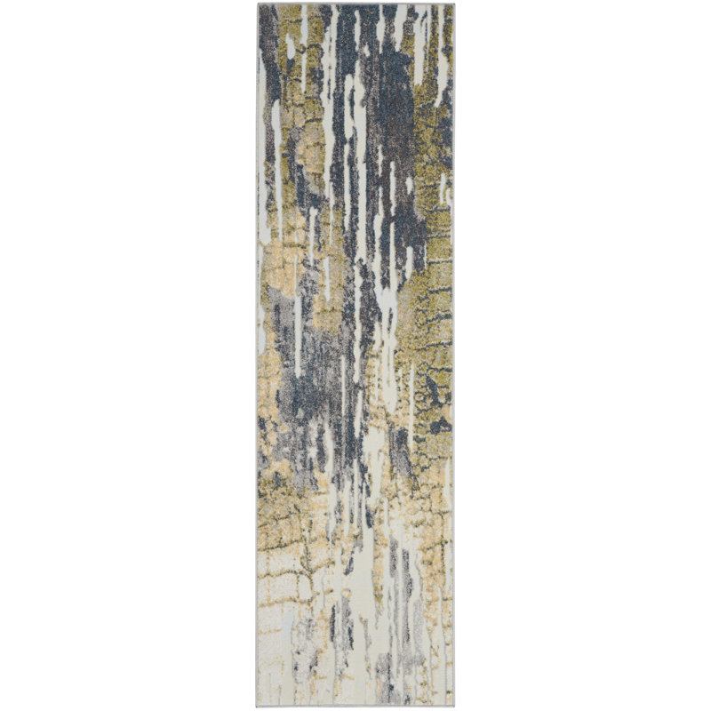 Tapis ivoire moderne Remona, Tapis de couloir 2 pi 2 po x 7 pi 6 po