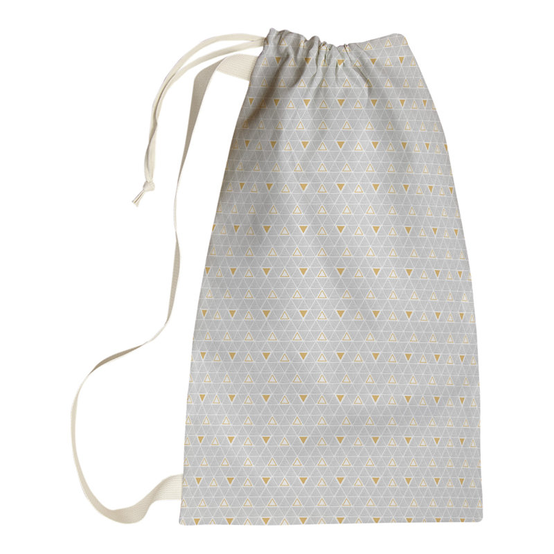 Fabric Laundry Bag with Handles, Small (29" H x 18" W x 1" D), Light Blue/Brown