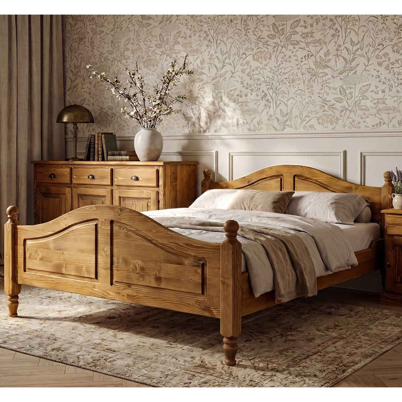 Hailley Solid Spruce Wood Bedframe, European Kingsize (160 x 200 cm)