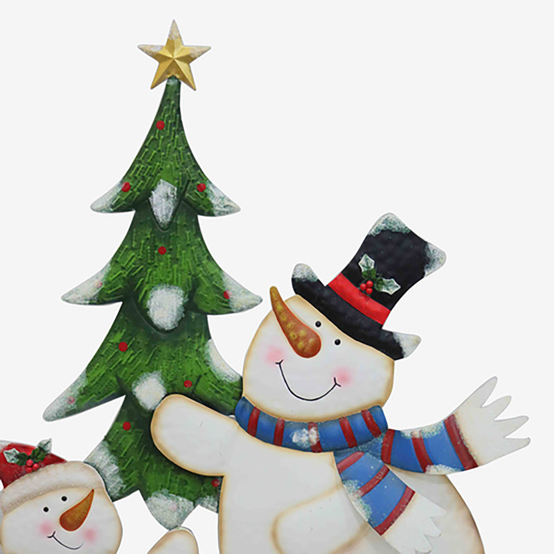 35.5" Multicolor Snowmen with Christmas Tree Yard Stake