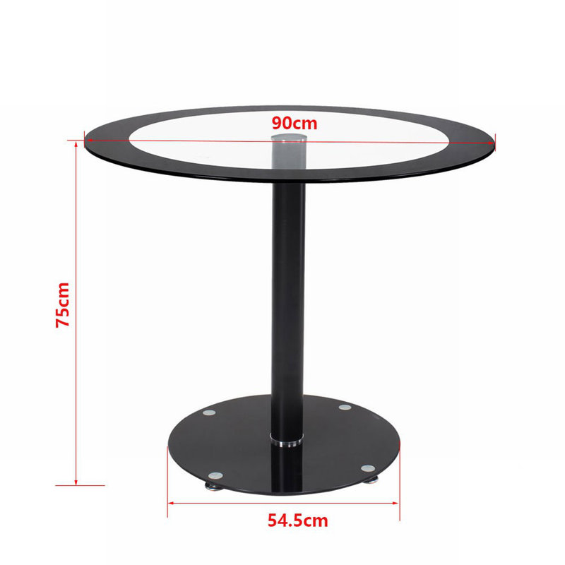 Railsback Round Glass Top Metal Base Dining Table