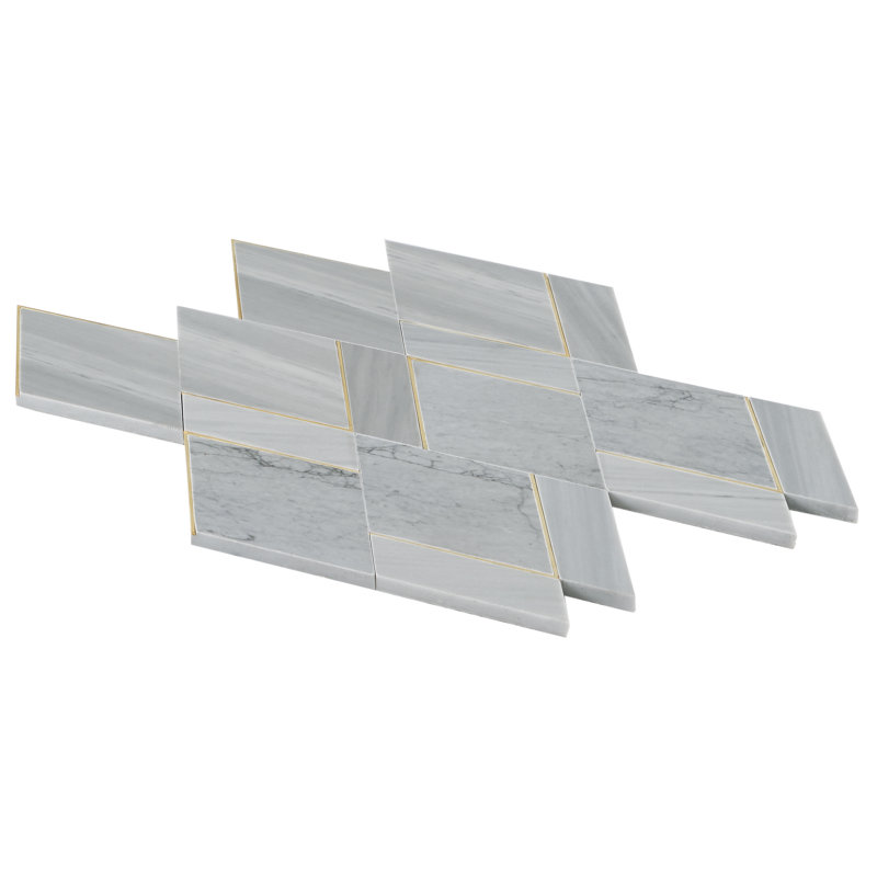 Carrelage mural en marbre poli et laiton 11,81 po x 14,96 po Mehko, Gris