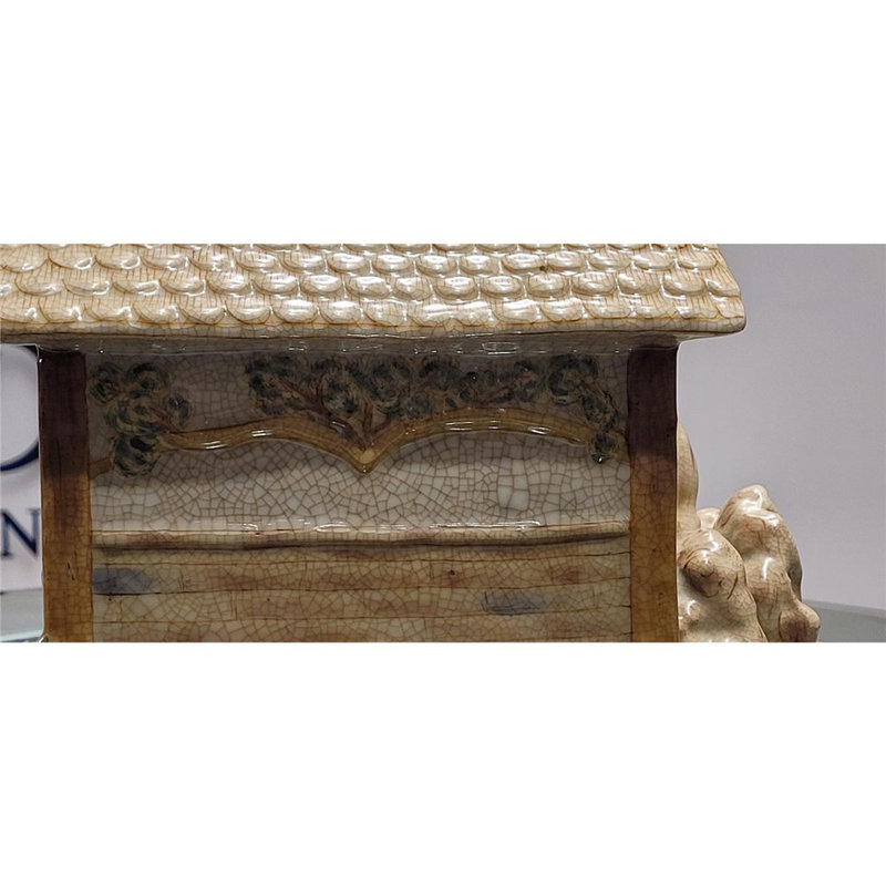 Porcelain House Figurine With Bronze Accents