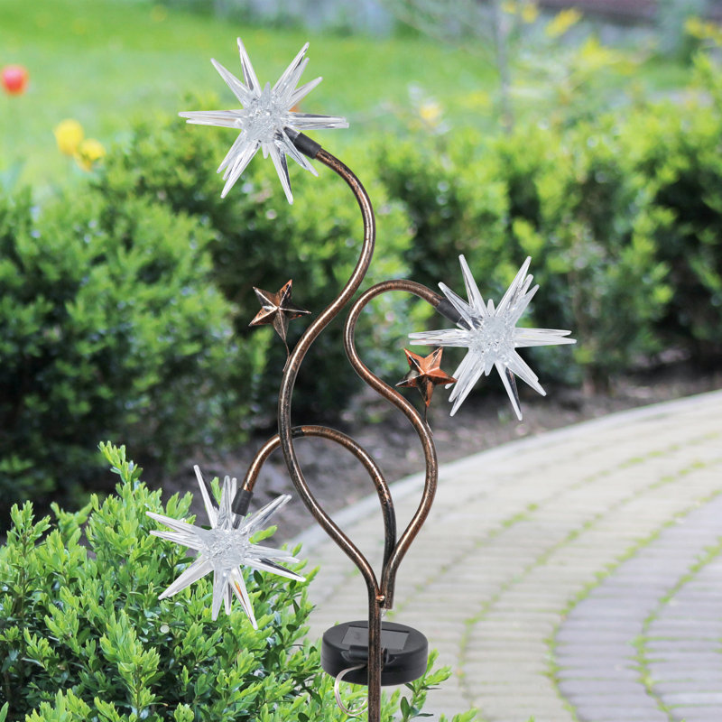 Patriotic Solar Triple Starburst Garden Stake with LED Lights