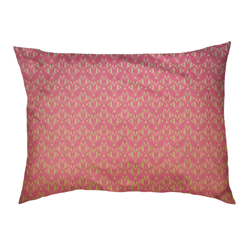 Coussin stylisé dégradé art déco Byrge, l 42,5 po x L 32,5 po, Rose / Jaune