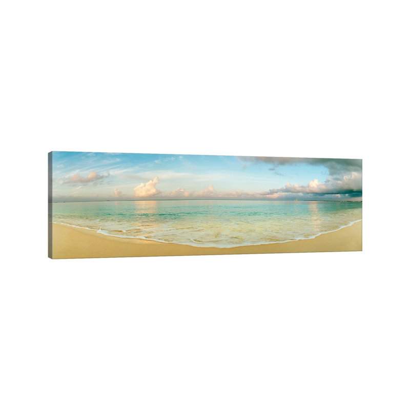 «Cloudy Beachscape, Seven Mile Beach, Grand Cayman, Îles Caïmans», reproduction de photo sur toile, Toile tendue