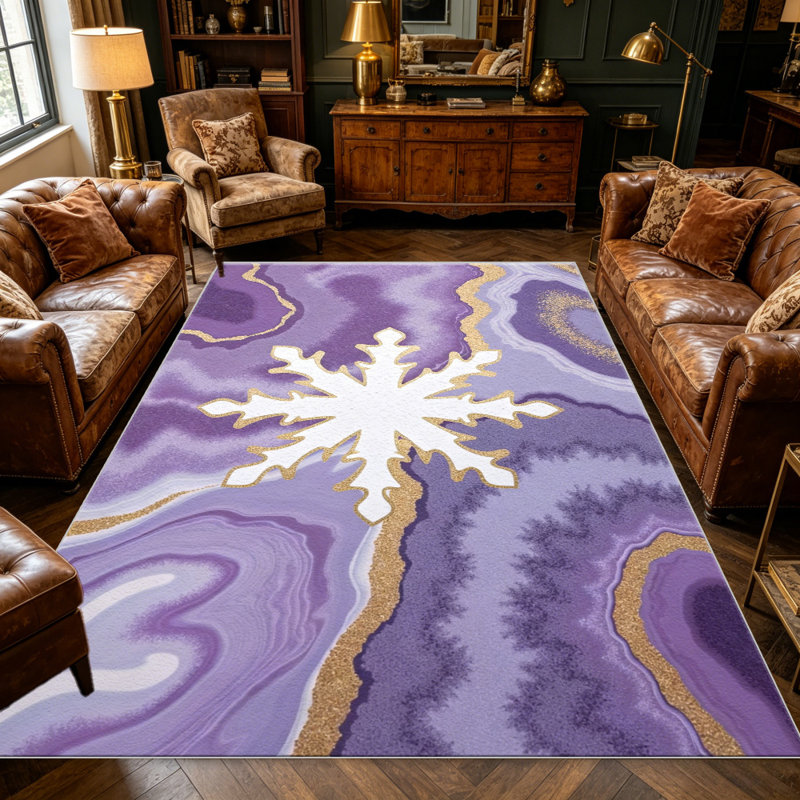 Purple Agate Snowflake carpet-easy to clean, machine-washable, soft and comfortable; suitable for door mats, kitchens, living rooms, bedrooms, corridors, and laundry areas. Easy to clean, durable carpet for home decoration.