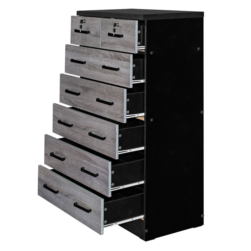 Maray 31.5'' W 7 - Drawer Dresser, Black/Gray