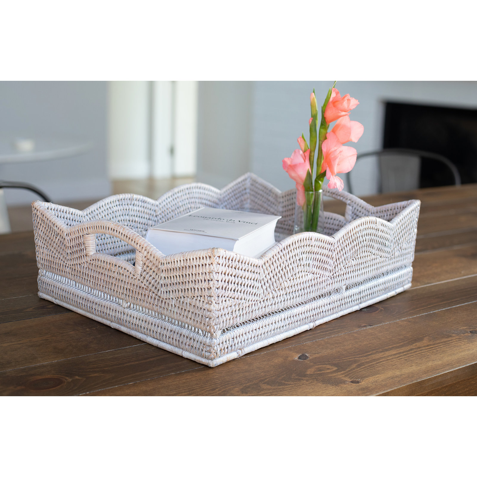 Landry Decorative Tray, White Wash, 6" H x 20" W x 16" D