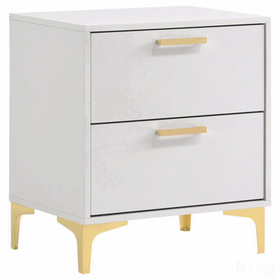 Black And Gold 2-Drawer Rectangular Nightstand