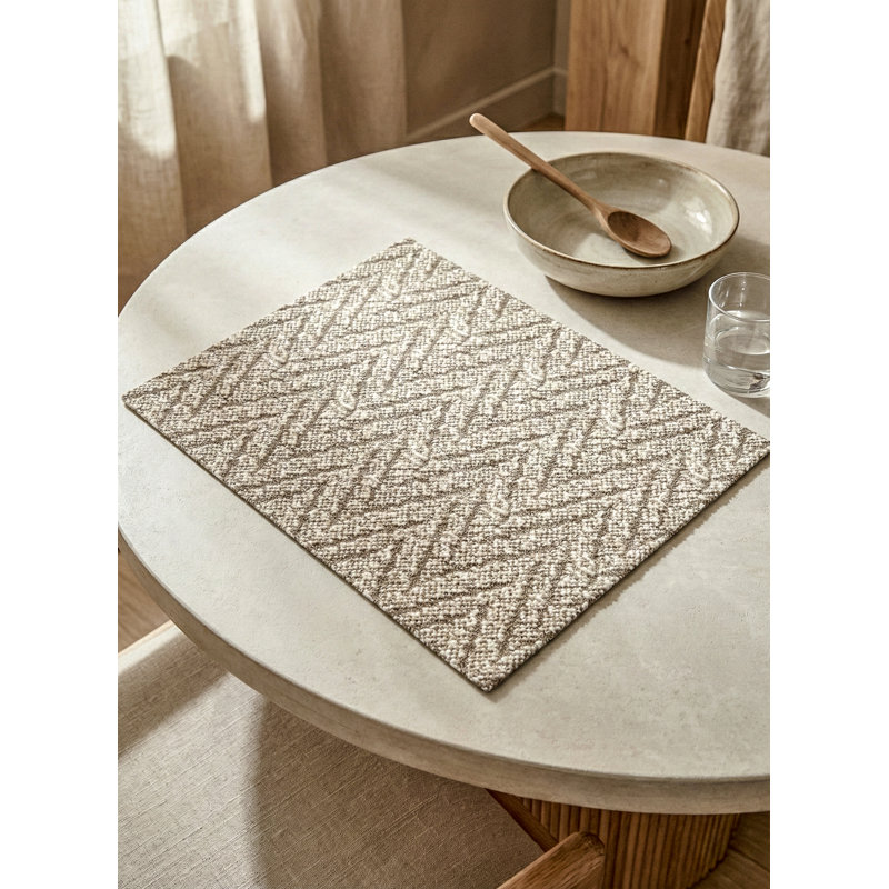 Rustic Beige Chevron Boucle Indoor Outdoor Placemat