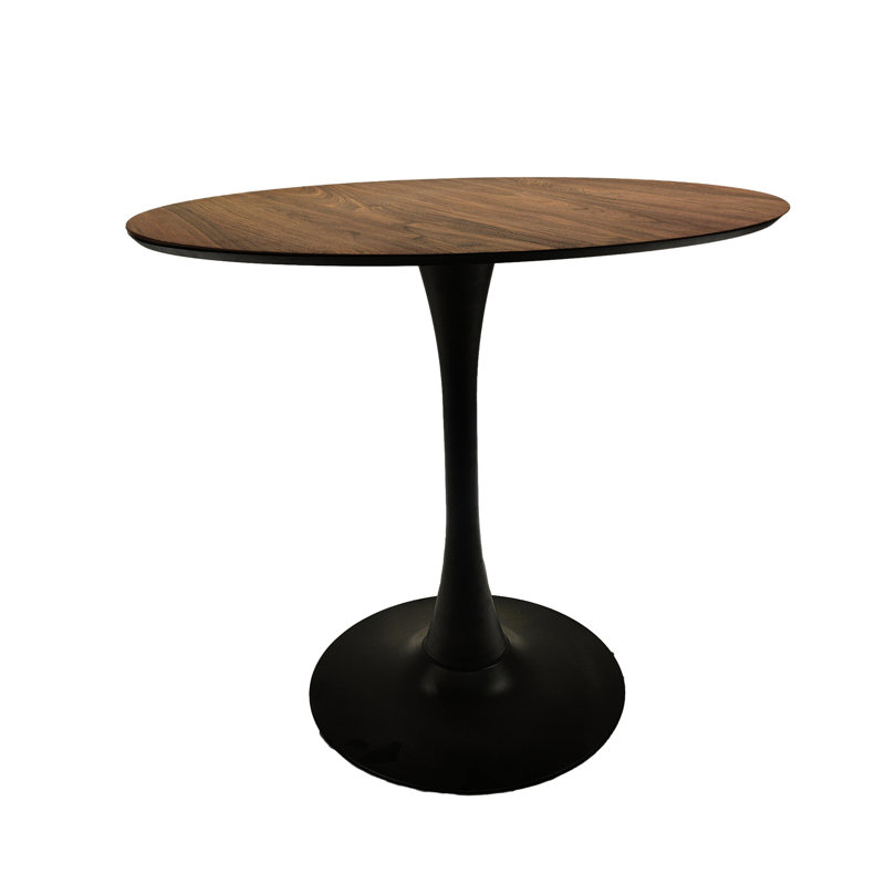 Table de salle à manger de style tulipe de 31,5 po de couleur noyer ronde avec plateau pour 2 à 4 personnes dans le salon