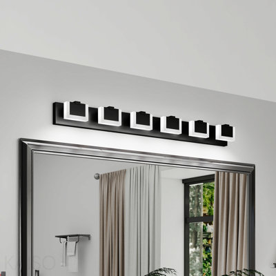 Luminaire de salle de bain moderne à DEL 6 lumières de salle de bain noir mat