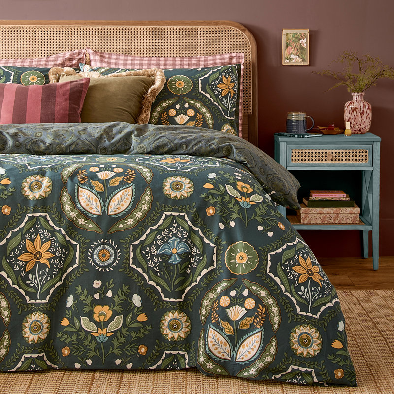 Ember Floral Duvet Cover Set, Single Duvet Cover Set + 1 Pillowcase