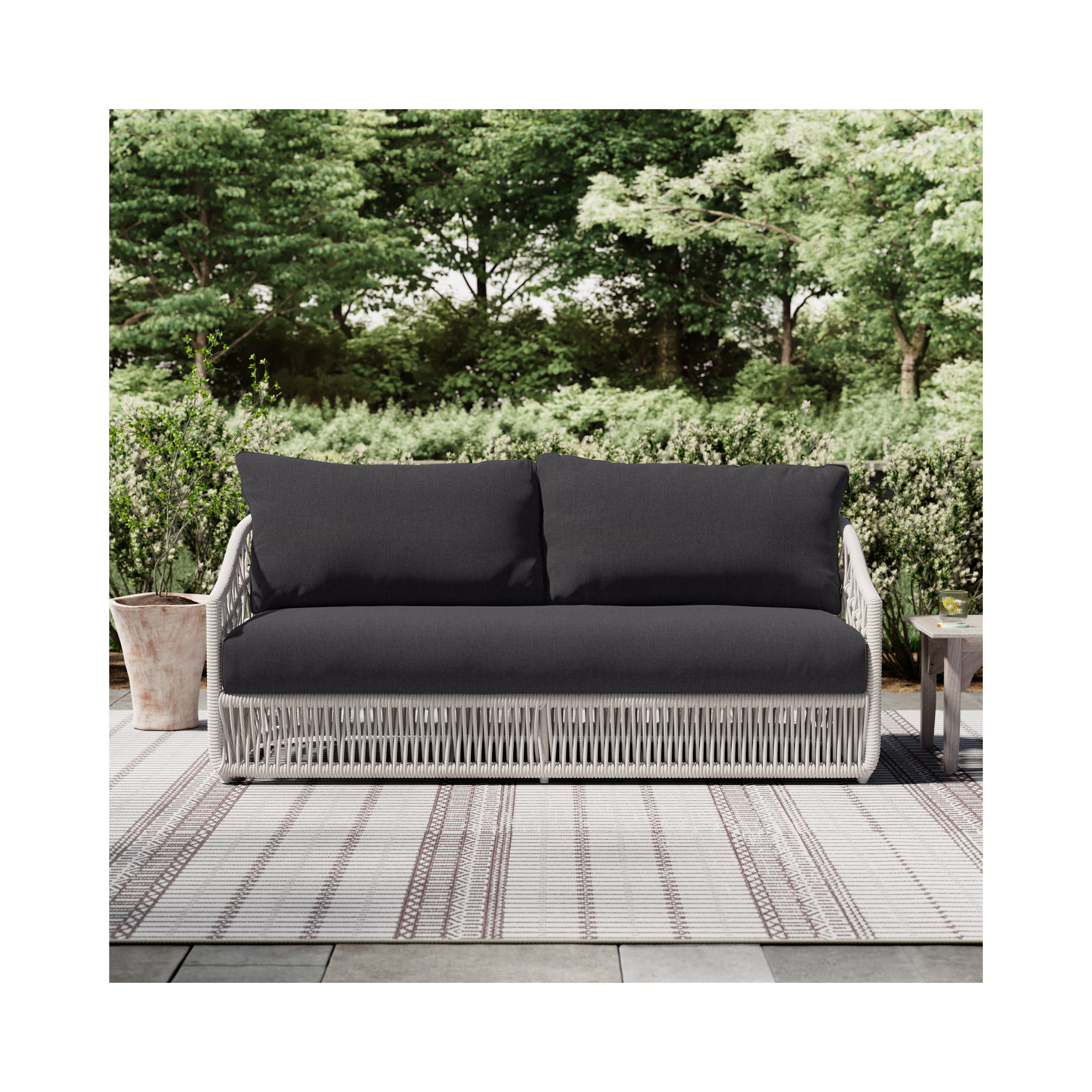 Lucan 78'' Wide Outdoor with SunbCushions, Spectrum Carbon Sunbrella® Plainweave