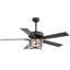 Ventilateur de plafond de 52 pouces avec lumière, ventilateur de plafond avec 5 pales, abat-jour en verre martelé, télécommande, moteur réversible pour le salon, la chambre et la salle à manger-965547494-965547489