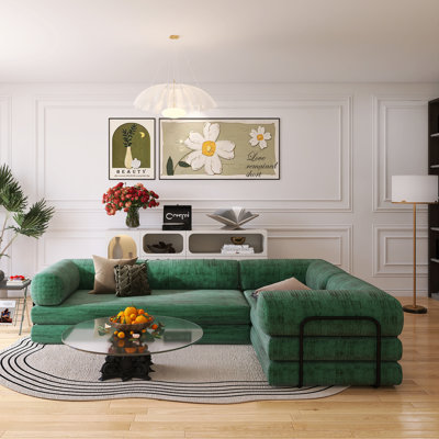 116.10" L-Shaped Modular Sofa Bed