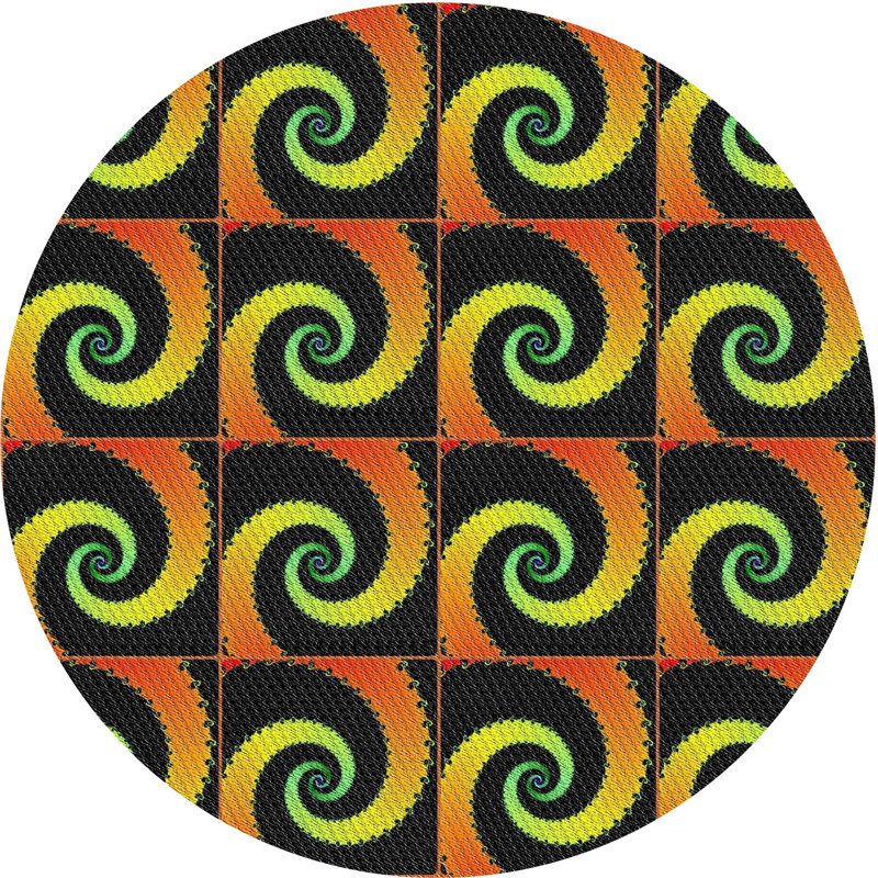 Tapis décoratif orange abstraite, Rond 3 pi