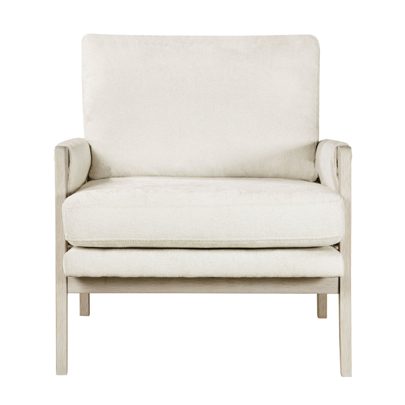 Chaise d'appoint moderne en crème avec H 31,5 po x 32,5 po H 35 po et contreplaqué de bois massif, Crème