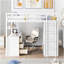 Lit mezzanine avec tiroirs, bureau et garde-robe - blanc