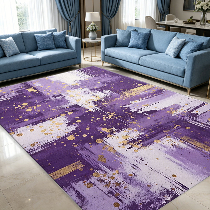 Purple White Gold Abstract carpet-easy to clean, machine-washable, soft and comfortable; suitable for door mats, kitchens, living rooms, bedrooms, corridors, and laundry areas. Easy to clean, durable carpet for home decoration.
