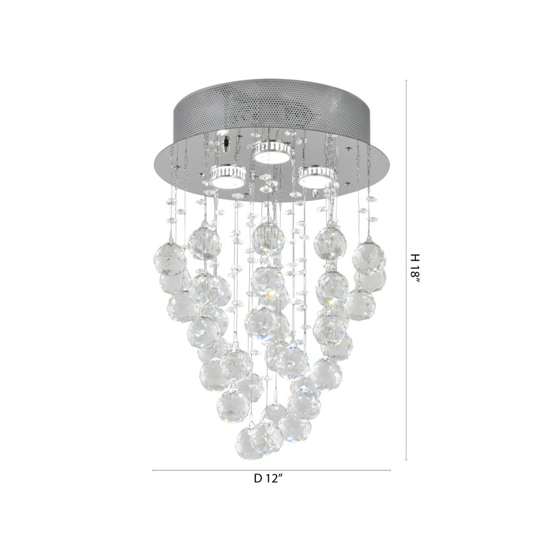 Mendel 3-Light Transitional Crystal Semi Flush Mount , 14.5" H x 12" D