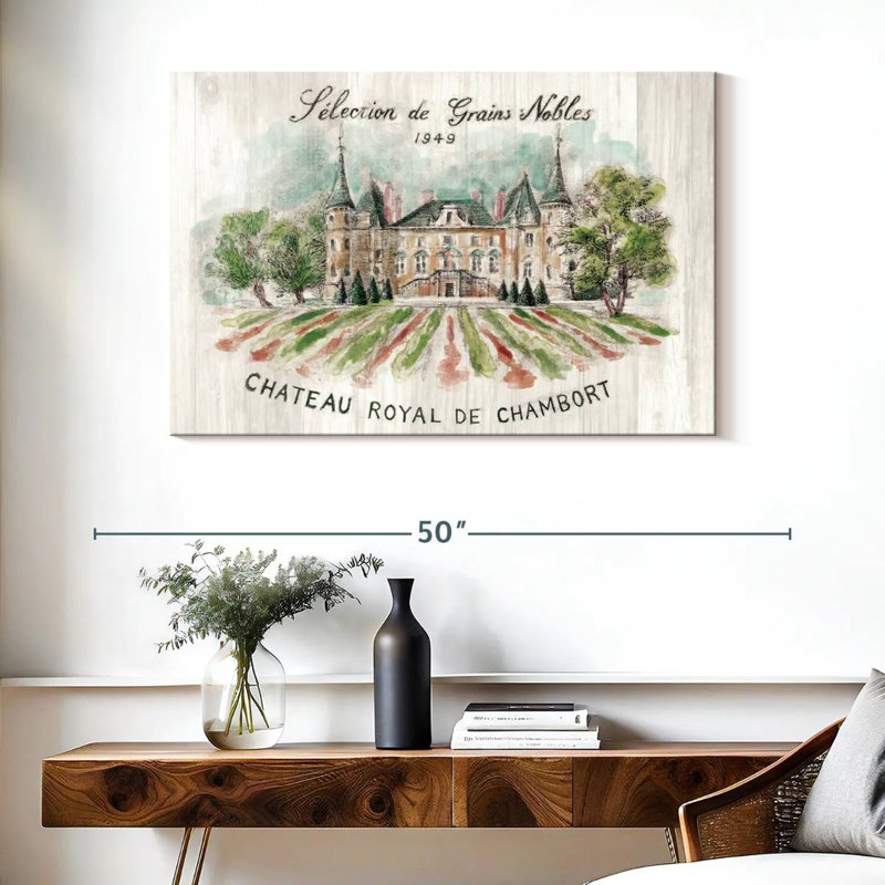 Lilie Chateau Chambort sur bois, H 26 po x l 39 po