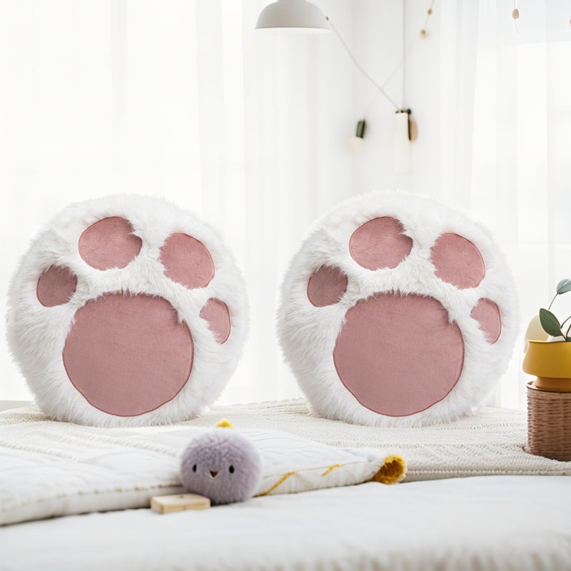 2 PCS Coussin de patte de chat Coussin de chaise mignon pour chaise de jeu Coussin de bureau de bureau en peluche confortable Jolis coussins décoratifs pour la maison 18 pouces
