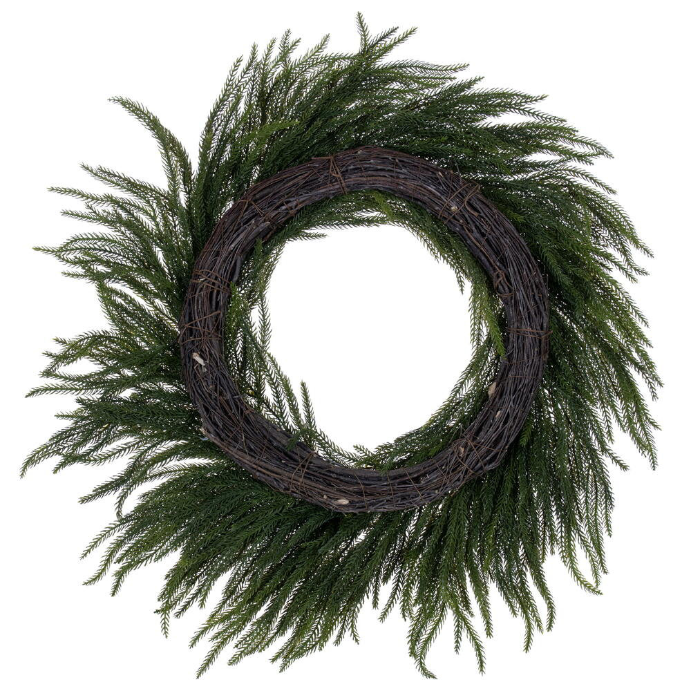 28'' Faux Pine Plastic Wreath