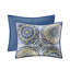 Courtepointe bleue / double - 6 pièces, médaillons floraux, coussins brodés, machine à médaillon lavable, décoration intérieure-118640444-118640445