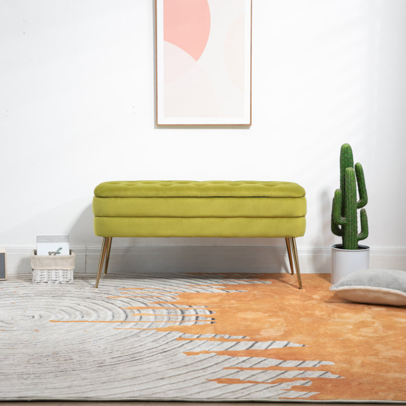 Banc de rangement en velours Aliasgar, Olive