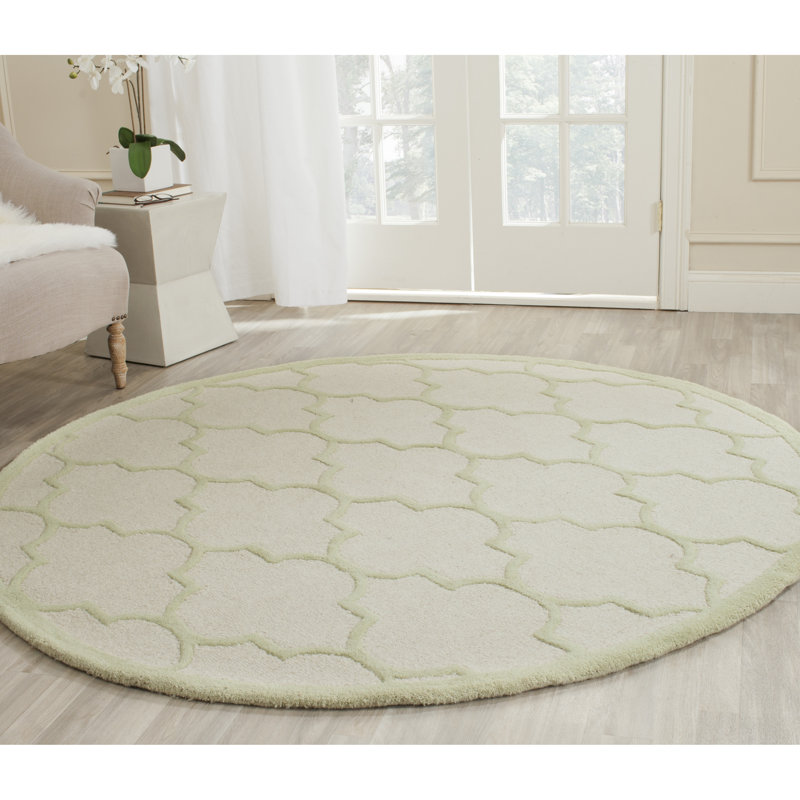 Sanyla Hand Tufted Wool Geometric Rug, Round 6'