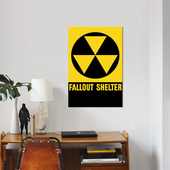« cold war era fallout shelter sign », reproduction d’impression sur toile, H 40 po x l 26 po x P 1,5 po