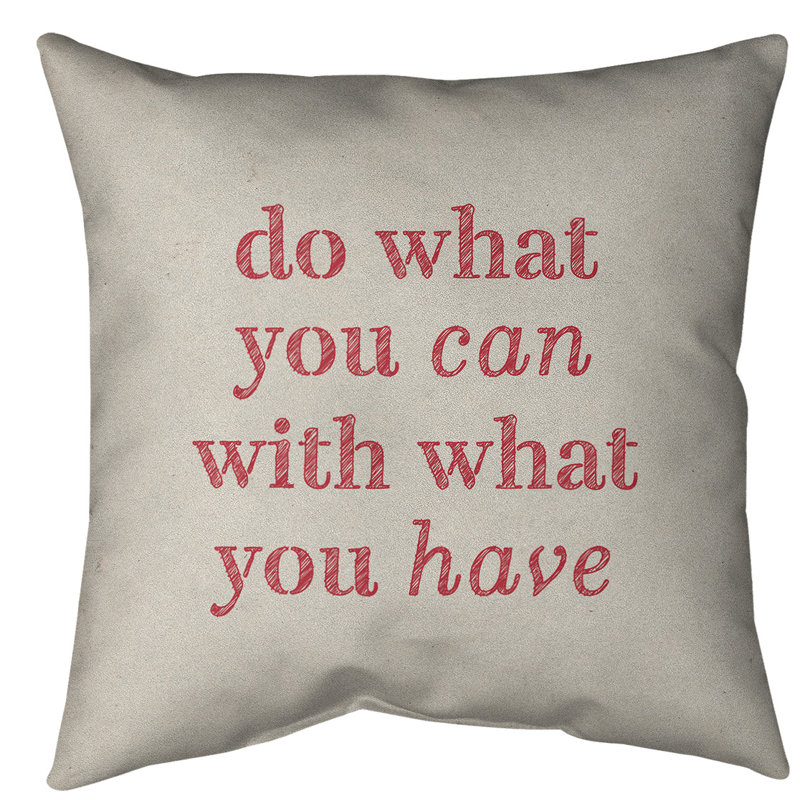 Coussin décoratif intérieur/extérieur ce que vous pouvez faire, Blanc / rouge uni, 16 po x 16 po