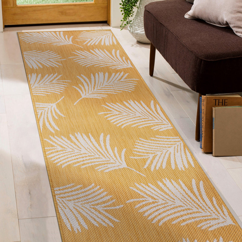 Berni Floral Yellow/Cream Indoor&Outdoor Area Rug, Runner 2' x 7'