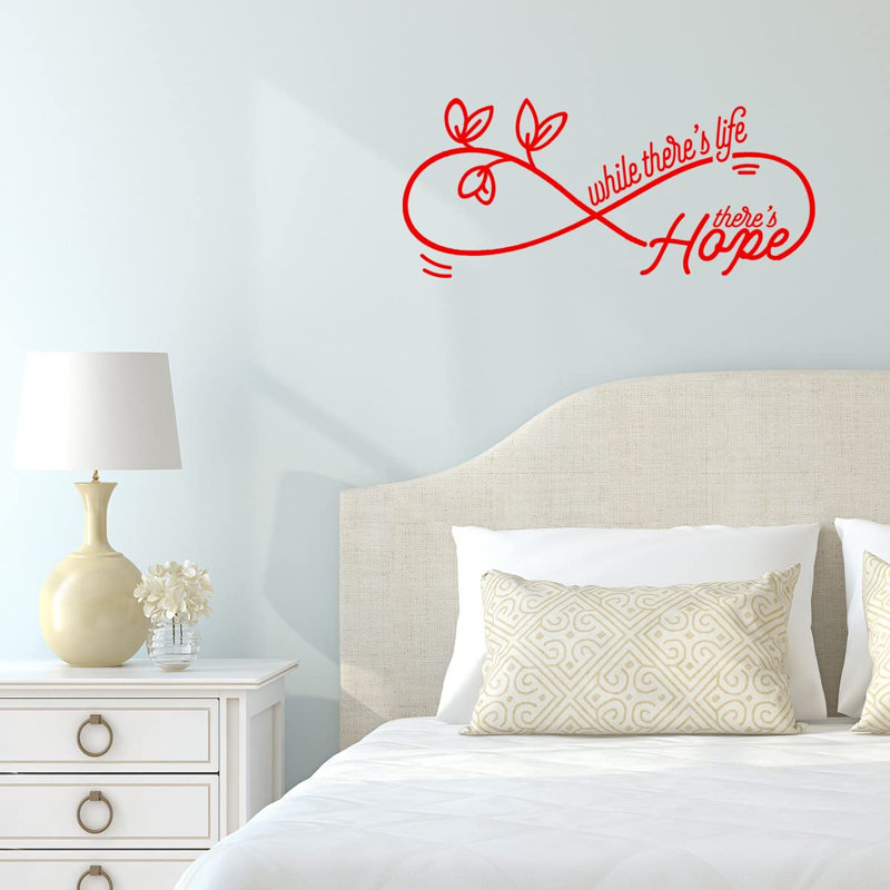 Adhésif décoratif «Bien qu'il y ait de la vie, il y a de l'espoir», H 13 po x l 30 po, Rouge