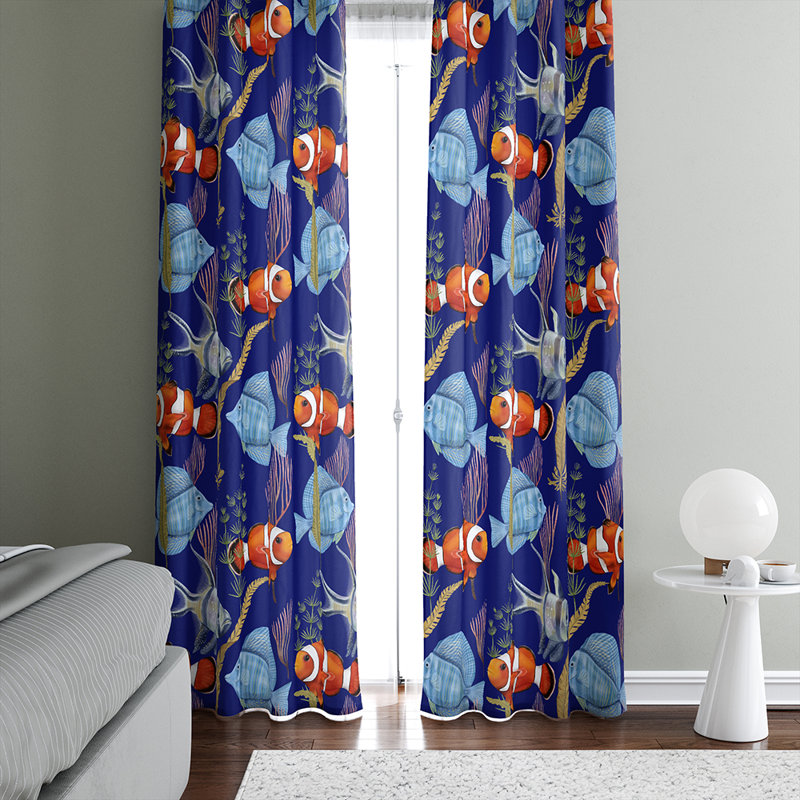 Paire de rideaux semi-transparents Clown Fish, L 40 po x L 61 po
