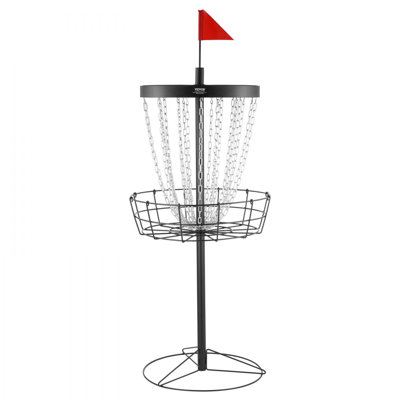 Panier à disque de golf, trou de cible de disque de golf portable à 24 chaînes, cible de disque de pratique en acier robuste, panier de terrain de golf à disque intérieur et extérieur, équipement de support de panier de golf à disque, noir