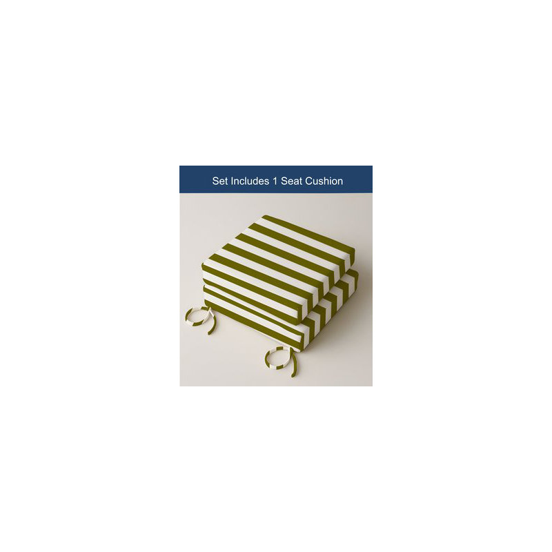 3" Deep Seat Cushion Stripe Border Frame - Water-Resistant, Sage, 19" W x 19" D