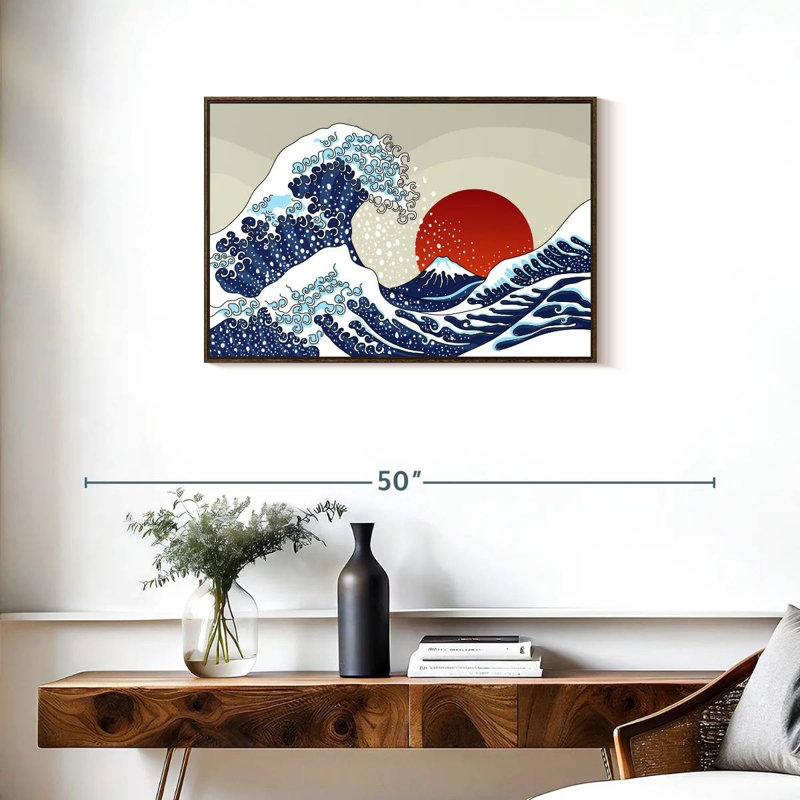 Asian Wave, 31" X 21", Floating Frame Walnut