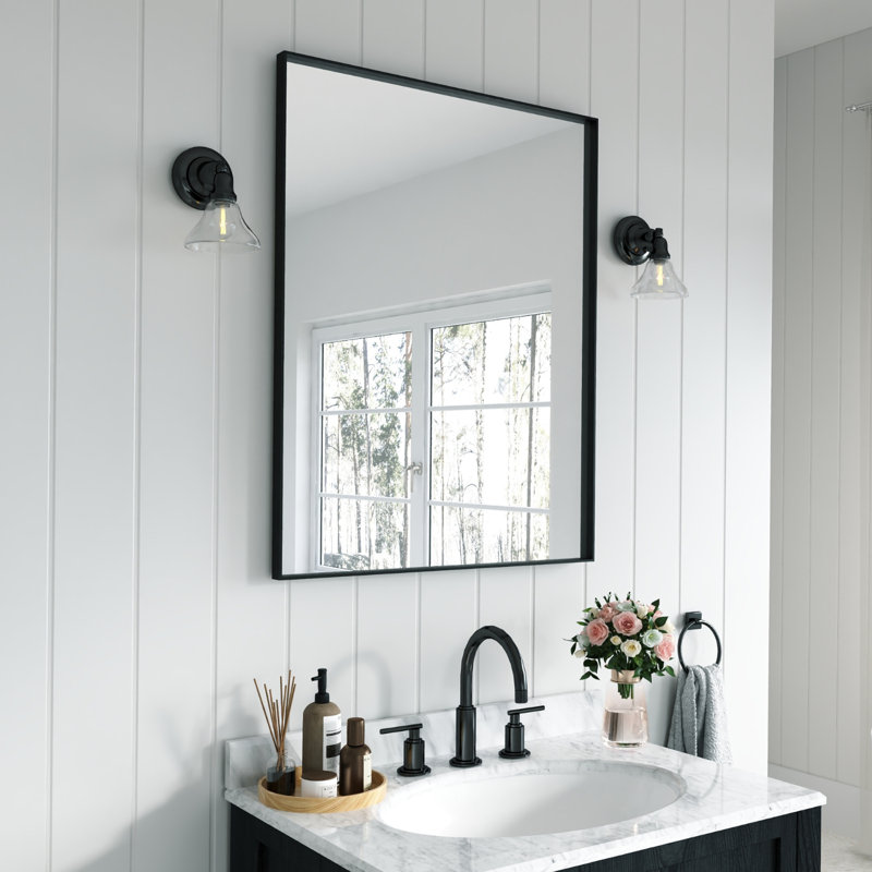 Miroir mural Earsell, 36 po x 28 po, Noir