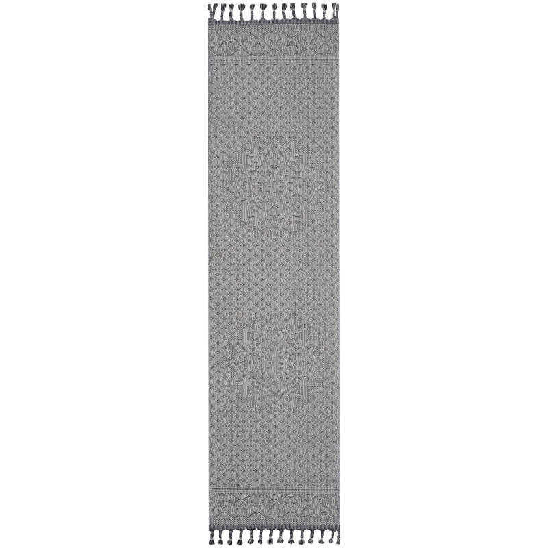 2X8 Medallion Floor Mat In White/ - Stain-, Non-Shedding, Backed By Cotton, For Bedroom, Study Carpet Stain , Low Maintenance, Fits Patio, Deck Areas