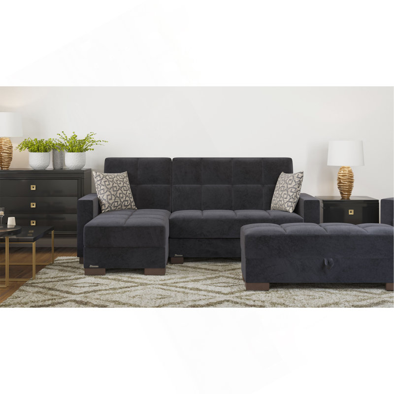 Collection Repose-pieds rembourré avec rangement (SEULEMENT UN OTTOMAN), Noir