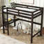 Lit mezzanine simple, lit mezzanine en bois d'hévéa avec garde-corps de sécurité, bureau intégré, échelle, espresso