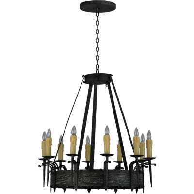 Lustre de roue de style bougie 10 lumières façon bougie Knighton