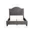 Lit traditionnel en bois massif avec revêtement en velours gris et tissu blanc-63875169