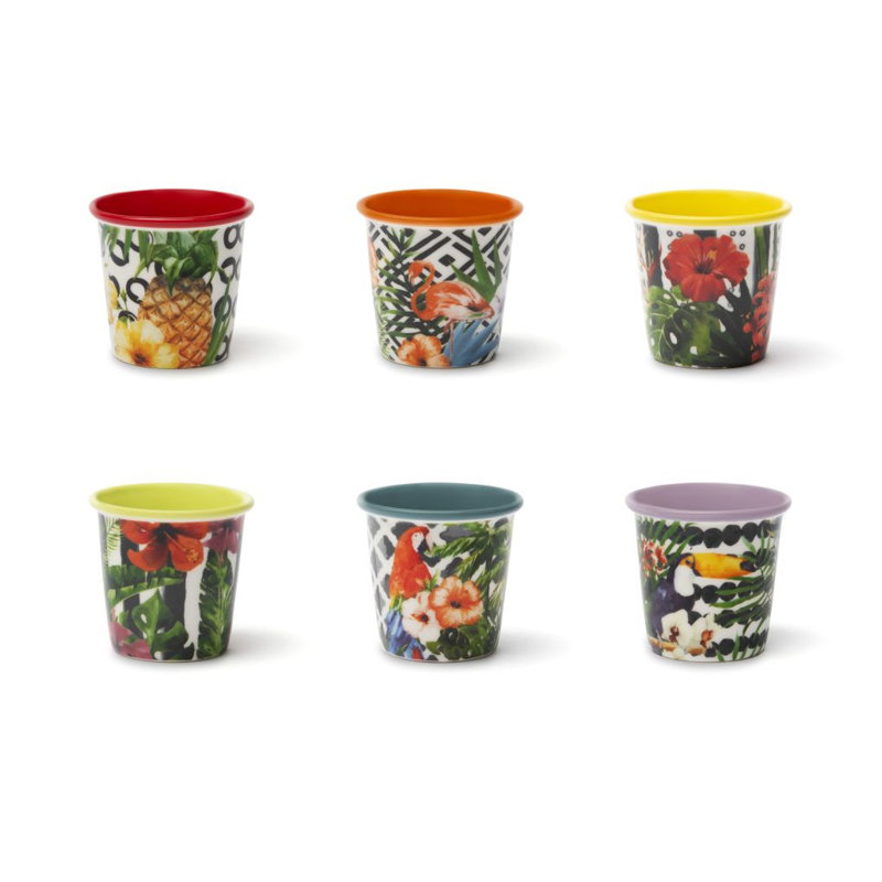 Excelsa set of 6 cups Tropical Chic porcelain 9 cl