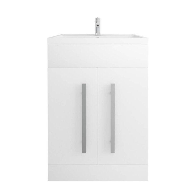 Berenice 590mm Single Bathroom Vanity with Drop In Polyglomerate Basin, White