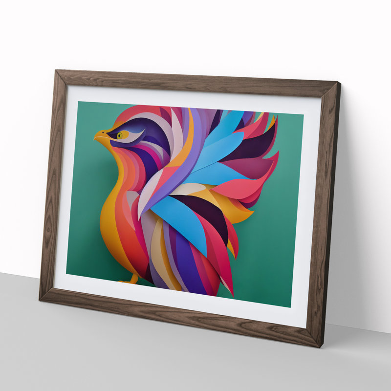 Abstract Phoenix Bird - Framed Print, 34cm H x 46cm W x 2cm D, Walnut