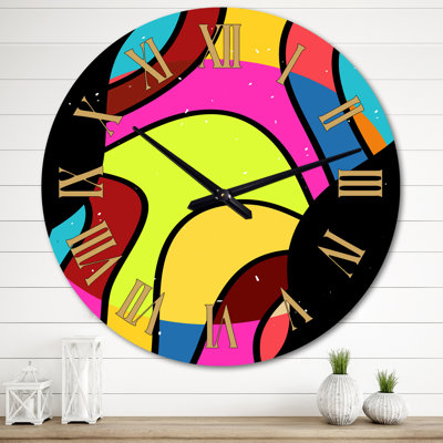 Horloge murale surdimensionnée rétro abstraite organique dans des couleurs vibrantes des années 70 III